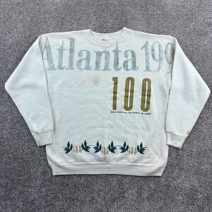 Vintage Atlanta 1996 Olympic Sweatshirt Mens L White Centennial Games 1996